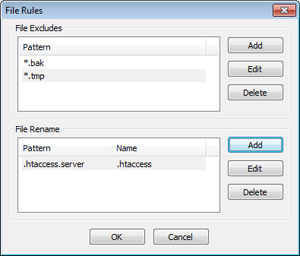 Settings of file rules